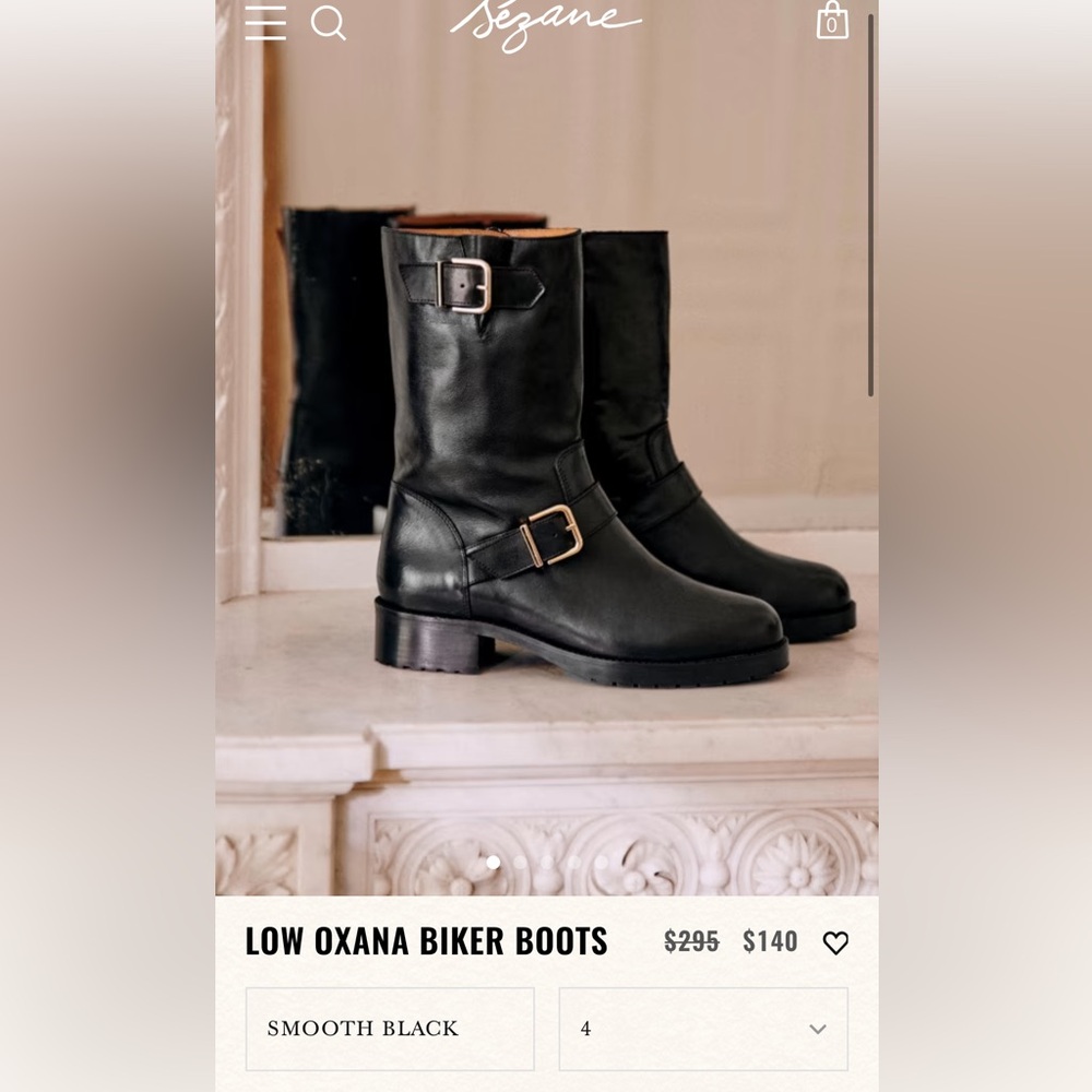 Sezane Low Oxana Biker Boots in Black